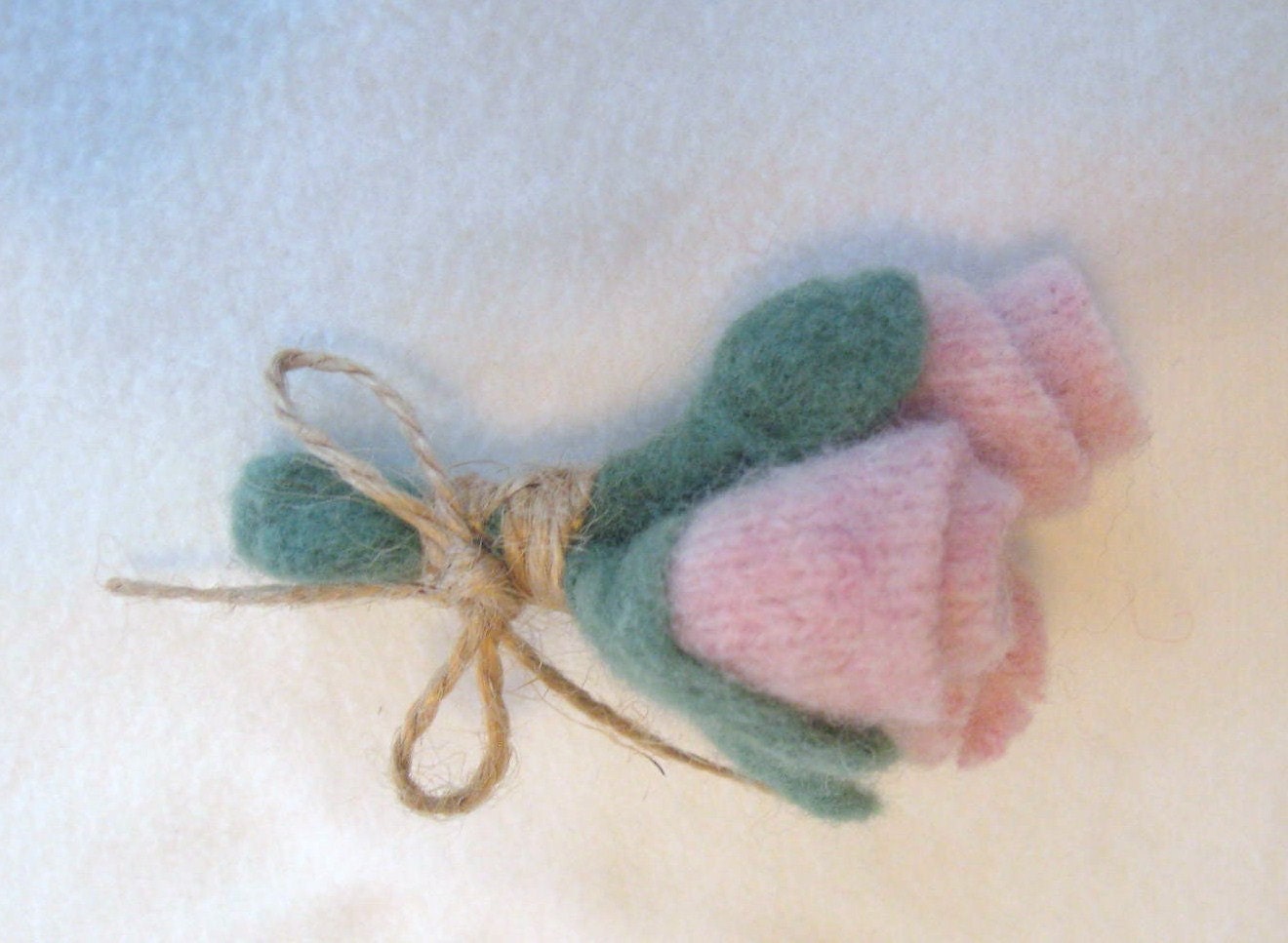 Mini Bouquet Beautiful Felted Flower Trio with Vintage Pearls Mothers Day Easter Spring