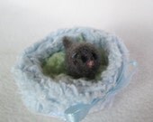 Miniature Felted Felt Cat Kitten Kitty Tiny by Lovinclaydolls Lovin Clay Dolls Artist Lisa Haldeman
