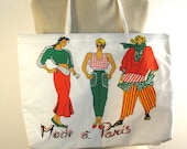 Vintage 80s Vinyl Fashion Tote / Mode a Paris