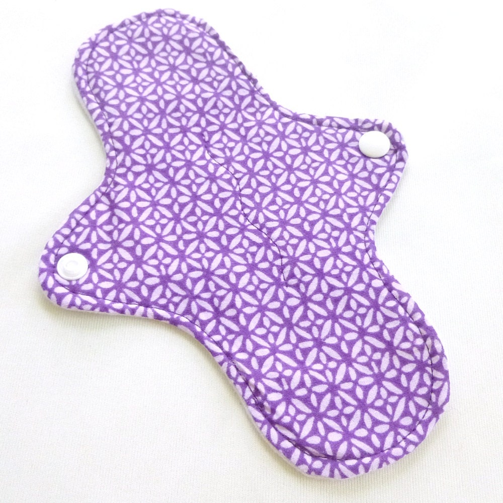 ULTRATHIN Reusable Cloth Pantyliner mini pad with wings - Purple Geometric -  quilter's cotton top