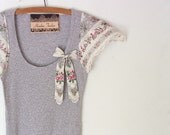 rustic wildflowers t shirt  tank top boho chic blouse gray romantic spring fashion hankie tankie hankietankie