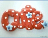 New Polymer Clay Bow Center Embellishment Word CUTE