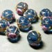 Rare Vintage Lampwork Glass Round Beads Sapphire Blue & Pink with Gold Swirls 16mm (2)