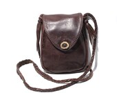 Carob Chip Brown Leather Cross body Bag