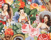 LAS SENORITAS Bright Alexander Henry Folklorico Mexican Novelty Cotton Quilt Fabric - by the Yard