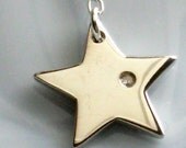 Diamond & Star Necklace, Genuine Diamond and Star Charm, Lucky Star, Best Friend Gift, Sterling Silver, April Birthday