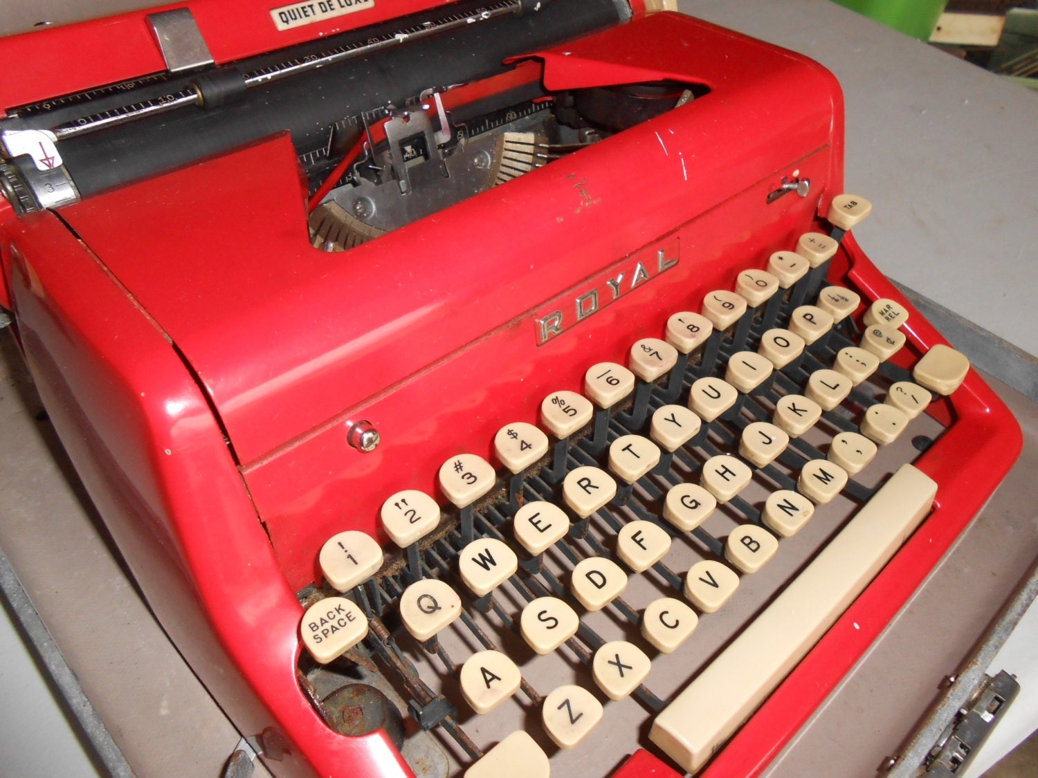 Vintage Red Royal Quiet Deluxe Typewriter