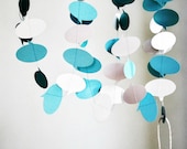 Speech Bubbles Blue White Stitched Paper Garland OOAK