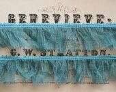 Soft Aqua Blue Double Ruffled Tulle Trim