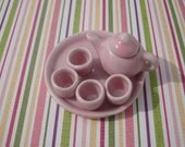 Tea Set, Pink, Ceramic, Miniature, Accessory for Felted Rabbits and Mice in Shop