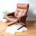 Rybo Rykeen Leather & Rosewood Chair.  Made in Norway
