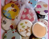 40% OFF sale kawaii pocket mirrors one dozen (12) assorted japanese kawaii (super cute) fabric covered pocket mirrors