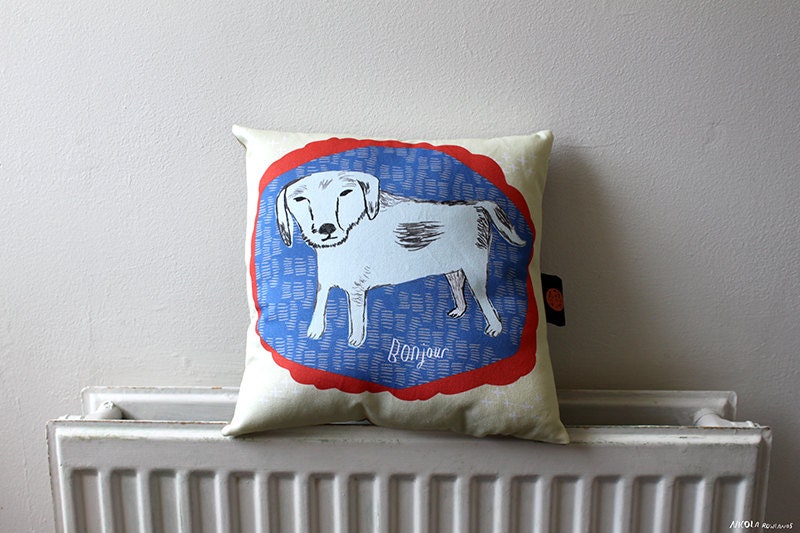 Bonjour throw pillow