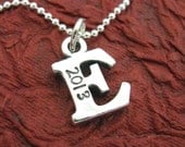 NEW - custom initial with date graduation necklace - hand stamped sterling silver