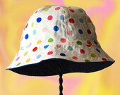 Infant Sunhat  Polka Dots 18 mos Reverses to Denim