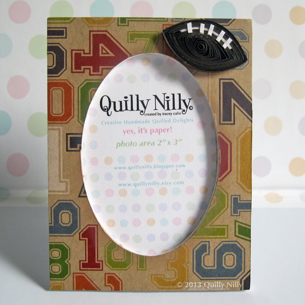Paper Quilled Football Mini Frame, READY to SHIP