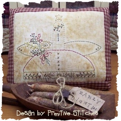 Angel Blessings-Primitive Stitchery  E-PATTERN by Primitive Stitches-Instant Download