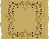 MACHINE EMBROIDERY-Berry Star Garland Candle Mat--6 INCH-Colorwork Stitch-Instant Download