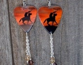 Cowboy and Boots Guitar Pick Earrings with Dangles