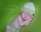 Custom Knit Hat And Knit Baby Pants Set.