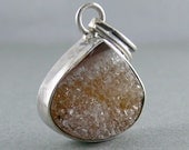 Vintage Sterling Silver Caramel Druzy Pendant