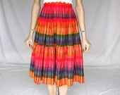 Vintage 50s Vibrant  Cotton Striped Circle Skirt