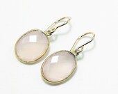 Rose Quartz Single Drop Earrings Gold Bezel