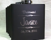 6oz. Laser Engraved Stainless Steel Flask  Weddings Maid of Honor Bridesmaid