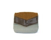 Travel Clutch // Mint Striped Canvas - Rust and Mustard Herringbone - Pebbled Brown Vegan Leather - Gifts Under 25 - Stocking Stuffer
