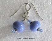Handmade Lampwork Glass Earrings, SRA,  Periwinkle Color, LE Team