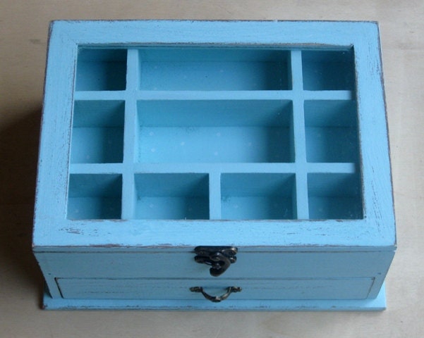 Light  Blue "Shabby Chic" Wooden Jewelry Box