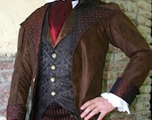 Chocolate Brown Patterned Tapestry Steampunk Victorian Lapeled Gentlemen's Vest