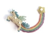 Unicorn rainbow double brooch