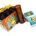 Six Pack Set of Recycled 3 Floyd's Jinx Proof Beer Bottle Drinking Glass Cups with six labeled ceramic coasters.