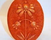 Fantasy Flower Pysanka Easter Egg Clay Tile Relief by Tanya Besedina