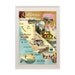 NEW A3 Size: Vintage California Map Collage poster print on wooden background, geometric pattern, wall art