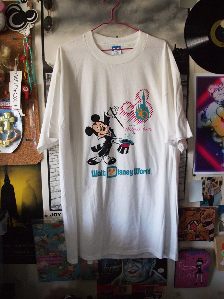S A L E - DISNEY WORLD// Vintage 1991 HUGE Mickey Mouse 20 Magical Years Anniversary Shirt, Oversized