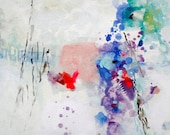 Contemporary Modern Art - an Original Abstract Painting on watercolor paper 9.4" x 6.2". Small painting