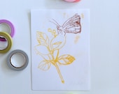 Small botanical transfer monotype, original print