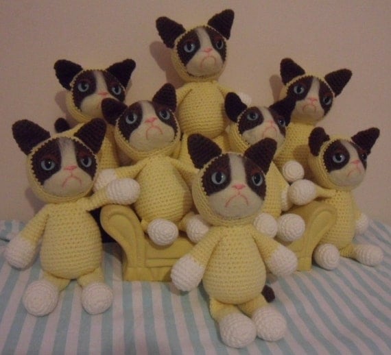 Grumpy Cat Meme crochet plush toy handmade kitty doll PLEASE READ CAREFULLY