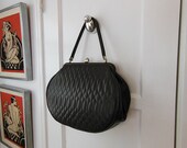 60s purse / Oversized Vintage 1960's Big Chocolate Brown Quilted Bag