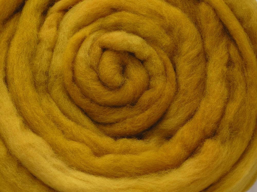 210g Acid Dyed Falkland Wool Top - Mustard
