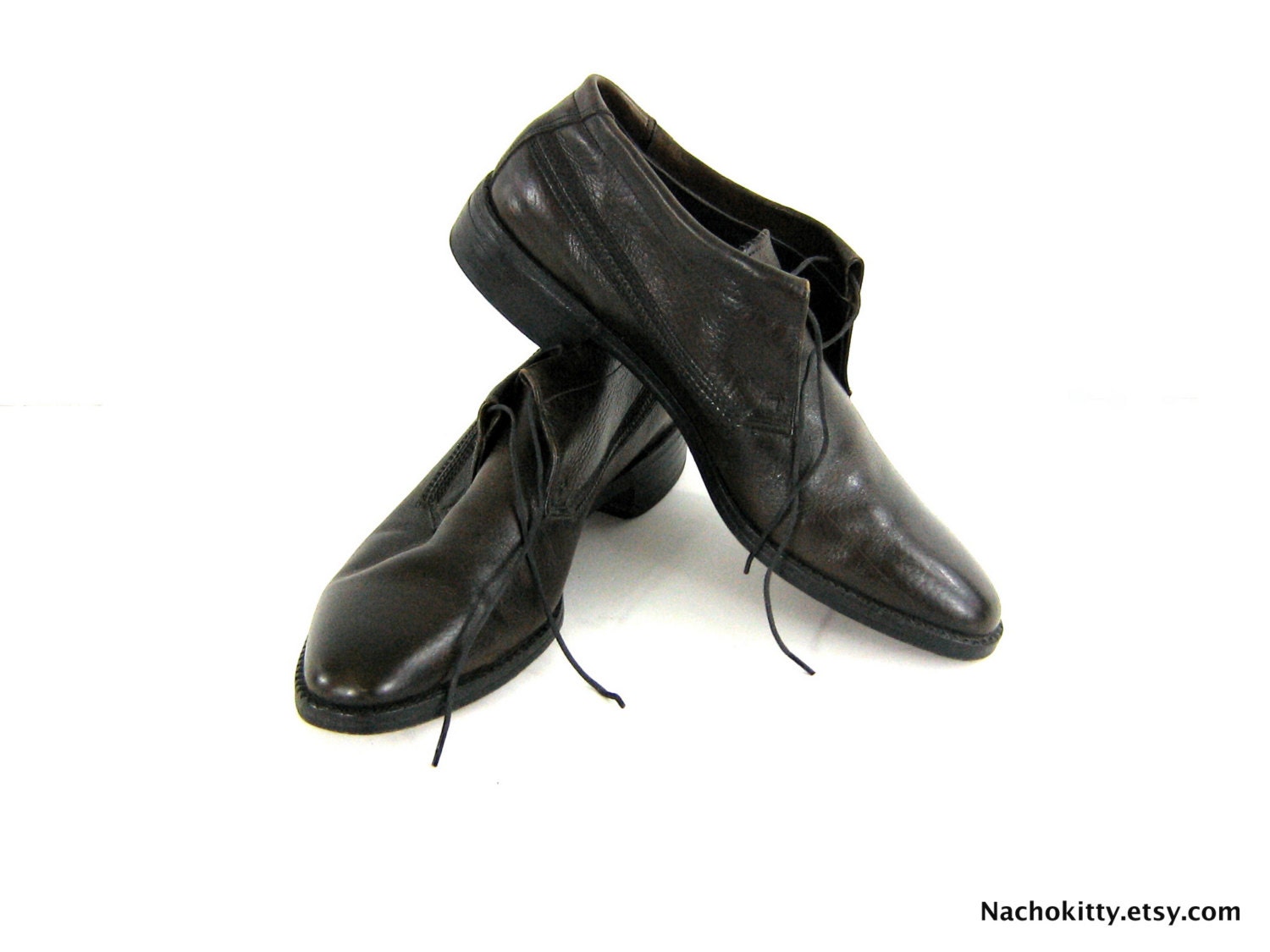 Leather Boots, Short Disco Style, Vintage 1970s Gun Club by Stetson