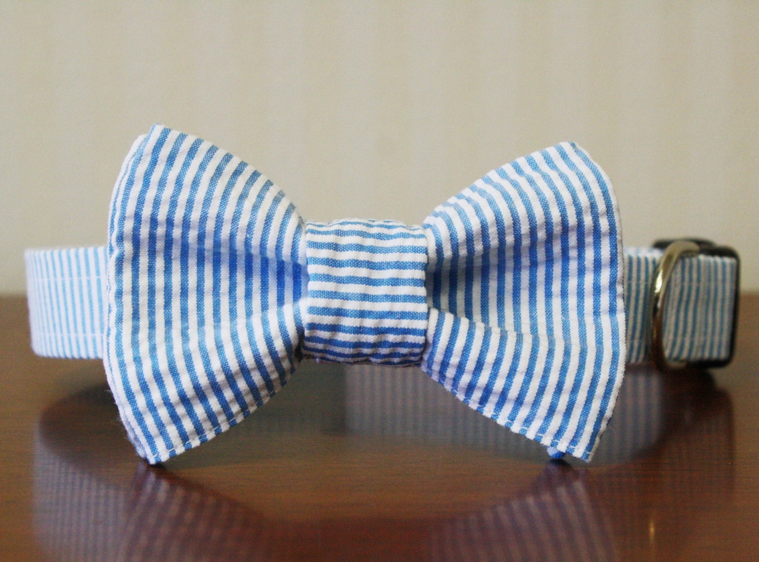 Seersucker Dog Bow Tie Collar (Bowtie) - Your choice of color