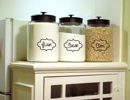 Custom pantry labels Set of 10 2" x 2" you choose FRAME, COLOR and FONT