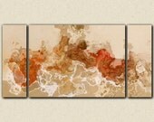 Abstract art, 30x60 triptych gallery wrap giclee canvas print, in beige, rust and brown, from abstract painting "Popular Culture"