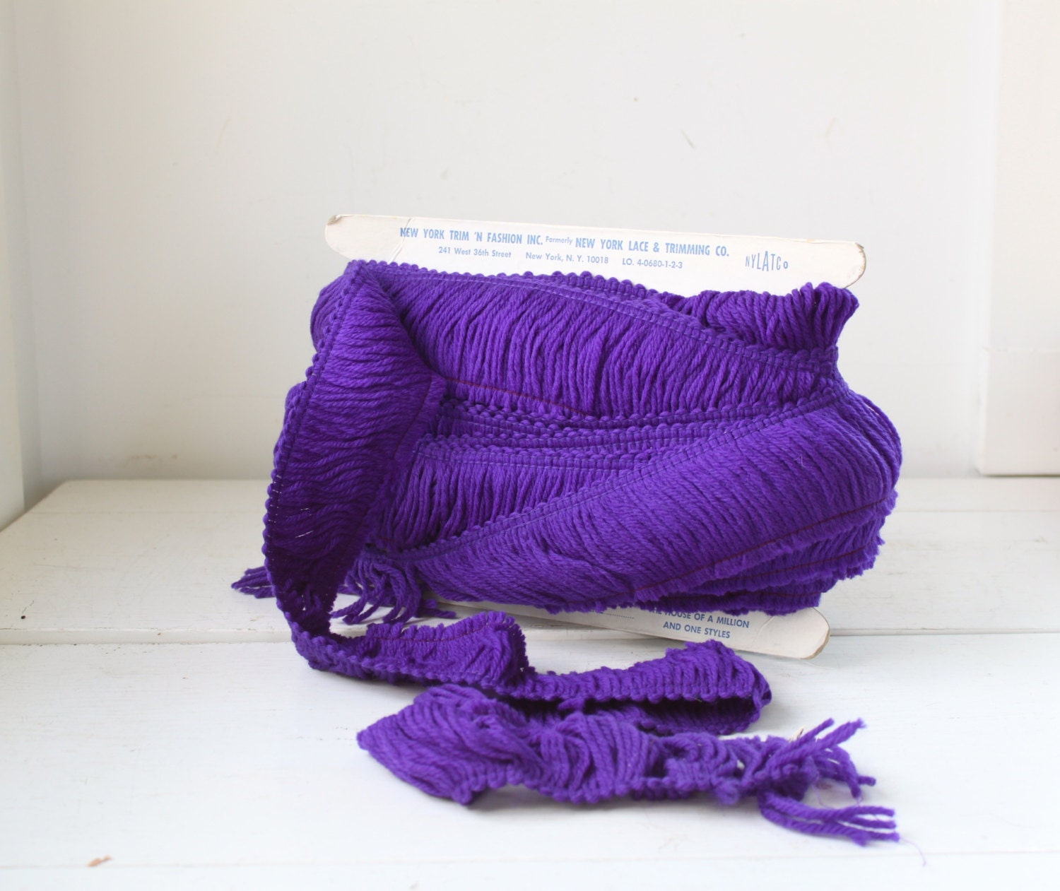 vintage purple fringe trim. Two yards 1970s retro yarn trim for sewing, crafts, upholstery, decor / the Grape Soda trim