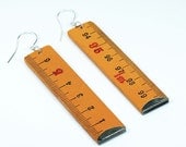 Found Object Jewelry- Upcycled Folding Ruler Long Earrings