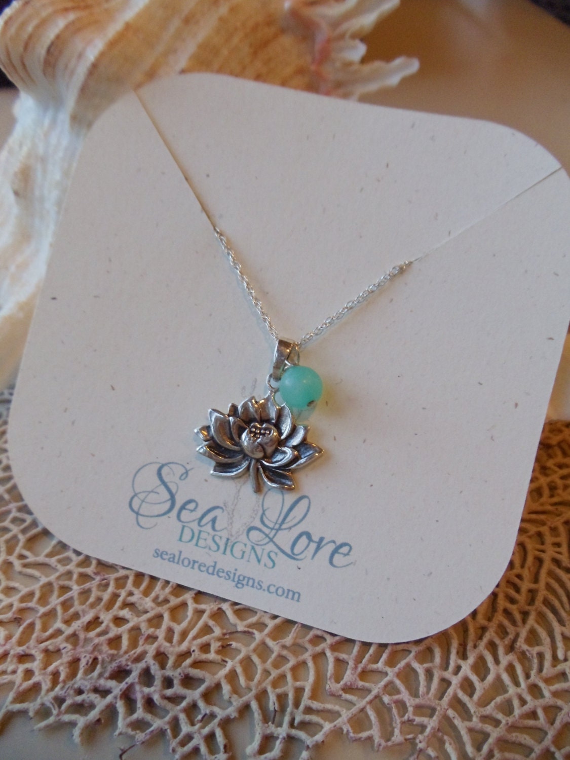 Lotus Necklace, sterling silver charm necklace, yoga necklace, simple necklace, namaste necklace