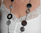 Long black necklace, Long black bohemian statement necklace, boho  jewelry